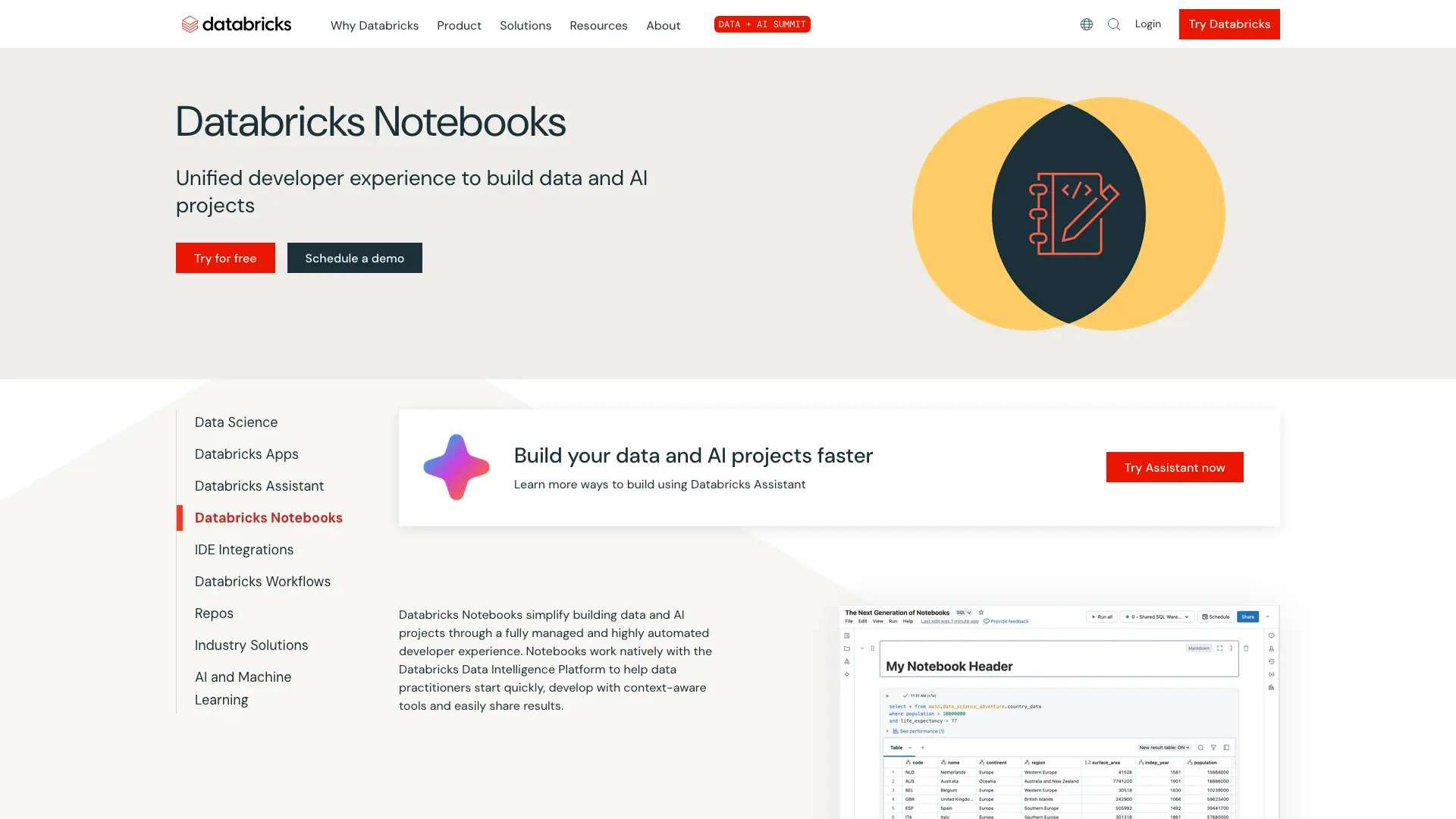 Databricks Landing Page